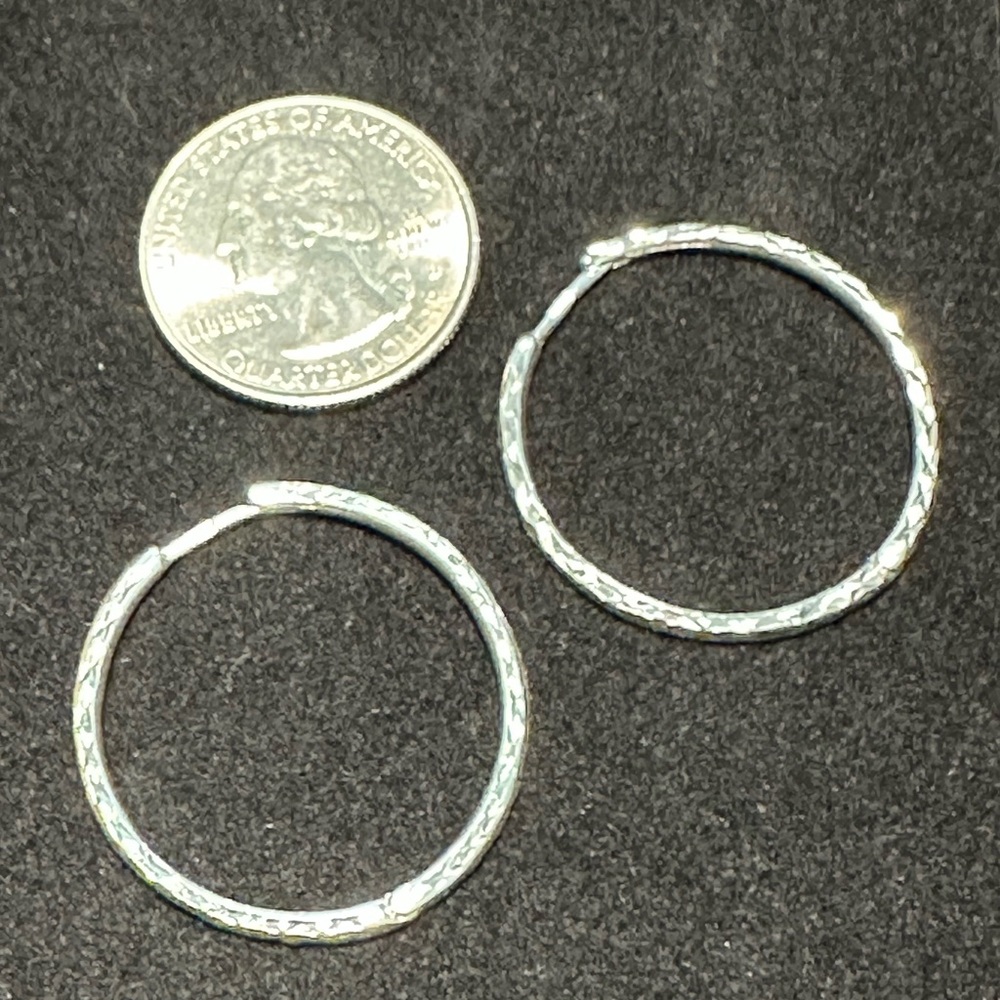 925 sterling, silver diamond cut hoops